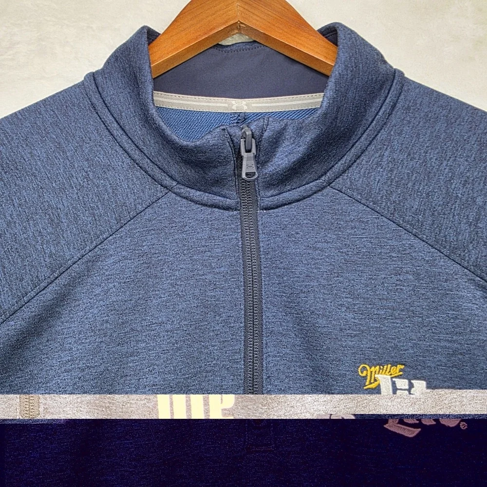 Under Armour Mens XL Cold Gear 1/4 Zip Pullover Blue Miller Light/ Walmart Spark